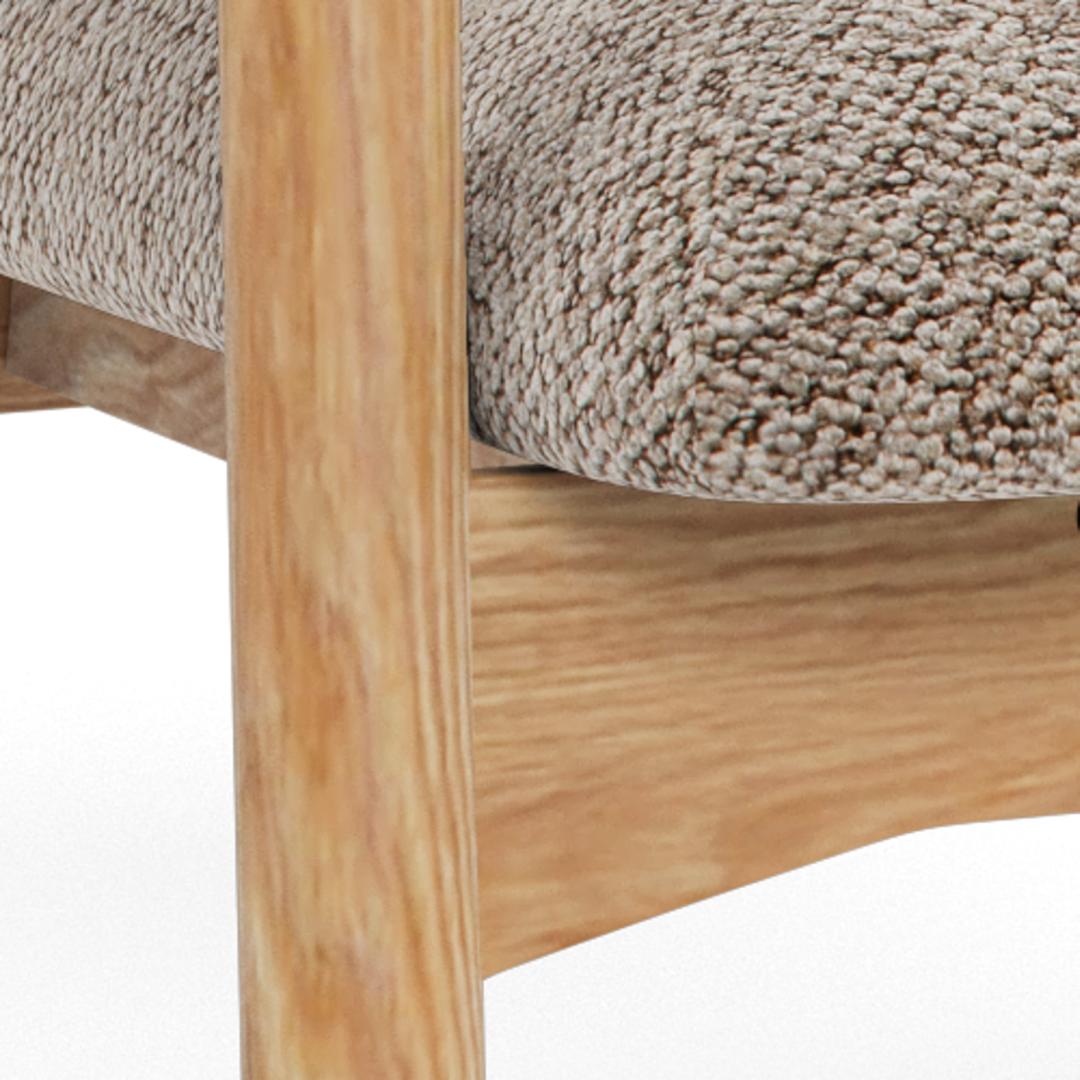 Fauteuil Gerado Eikenhout en Bouclé, kleur Beige