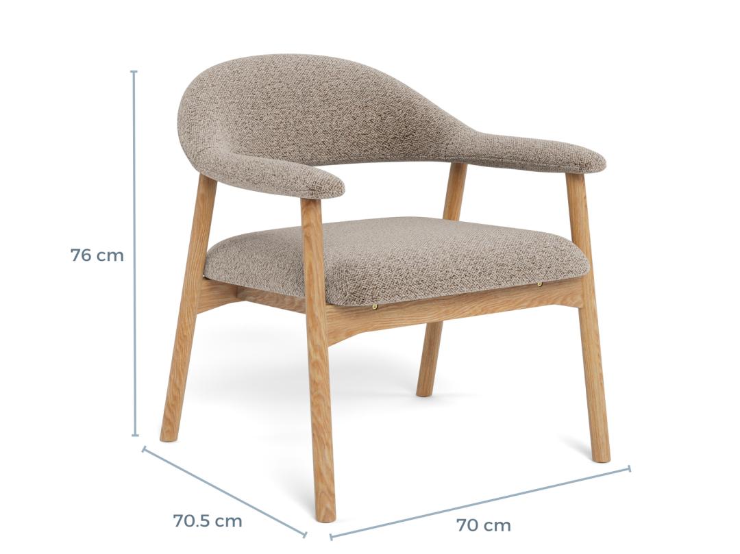 Fauteuil Gerado Eikenhout en Bouclé, kleur Beige