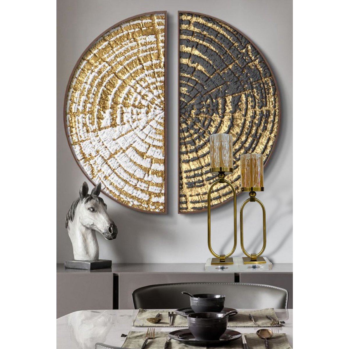 KANDELAAR | GLAS | GOUD | Groot L