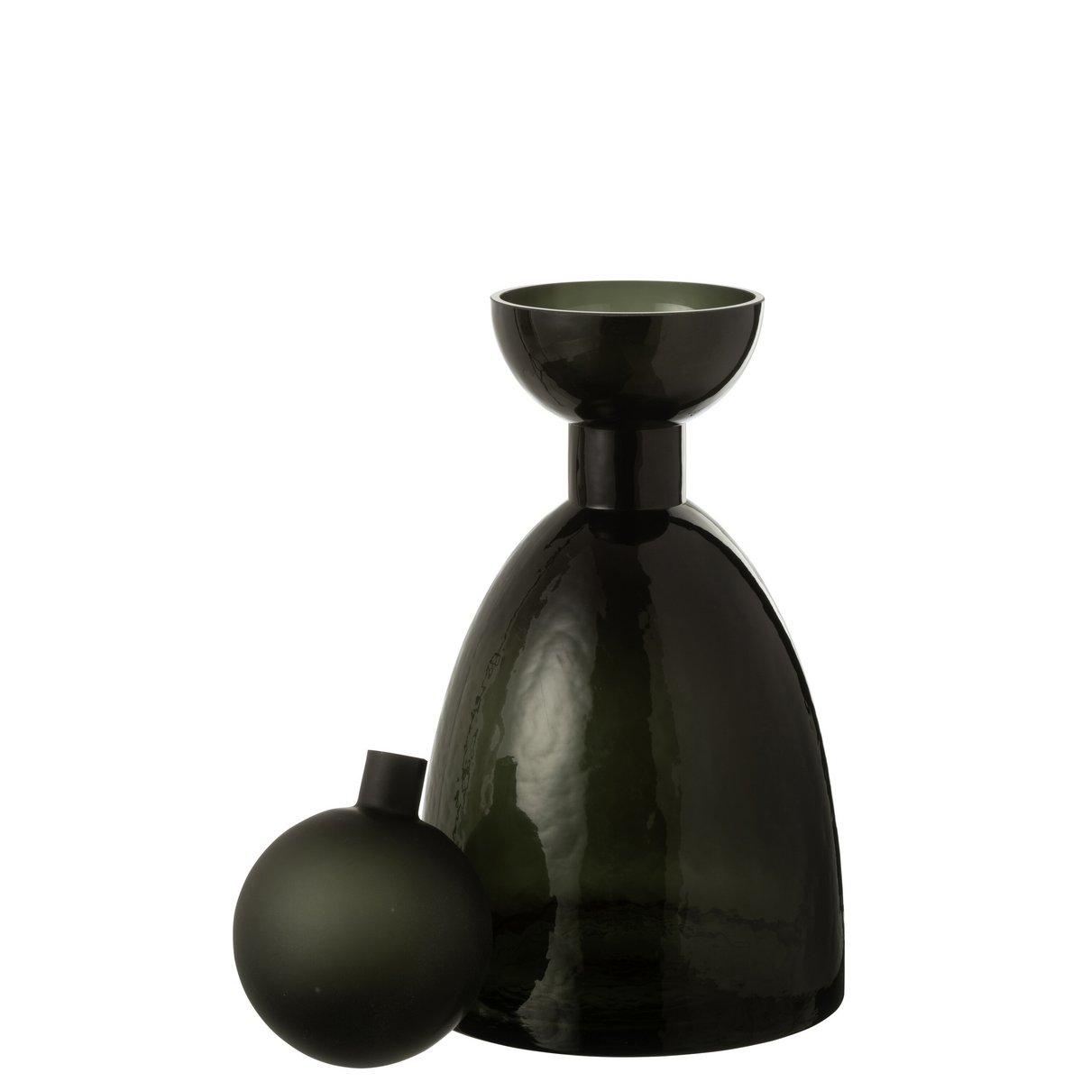 J-Line Vaas Fles+Dop Adria Glas Donkergroen Medium