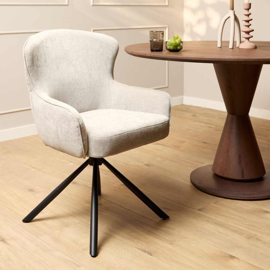 Eetkamerstoel Hanna | Beige | Met armleuning (set of 2)