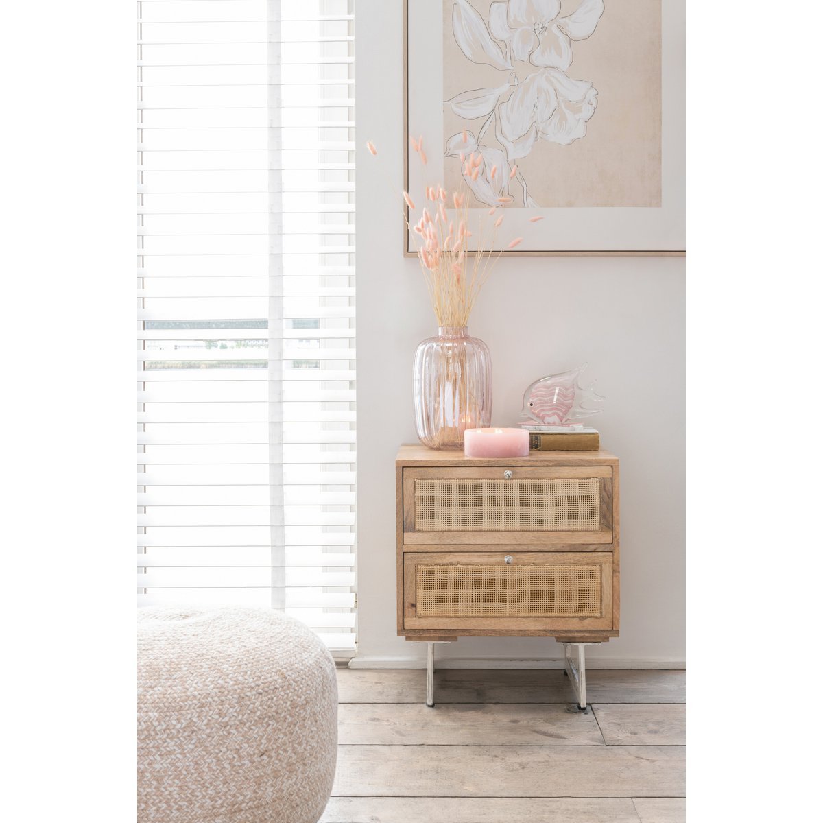 J-Line Vaas Strepen - glas - roze - large