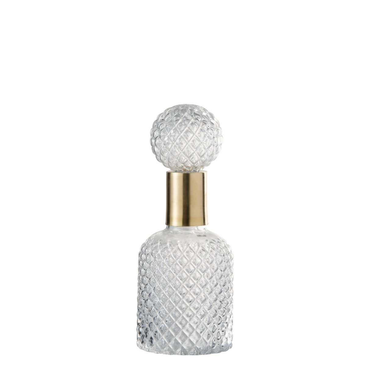 J-Line Fles+Stop Deco Relief Glas Transparant Small