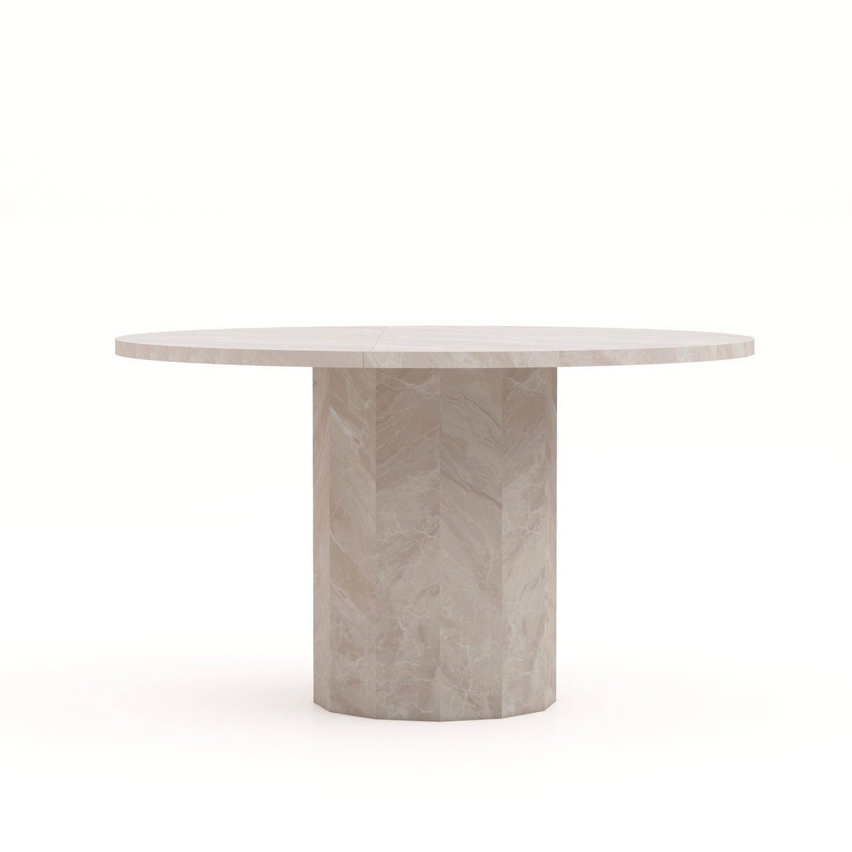 HSM Collection-Ronde Eettafel Sofia-ø130x75-Wit-Travertine