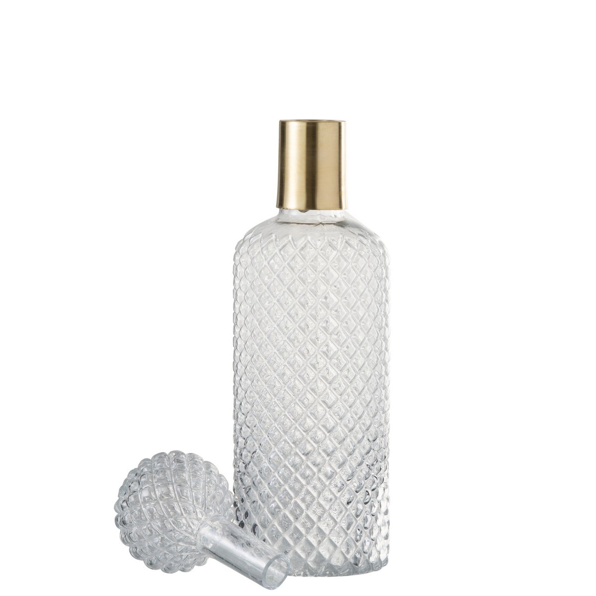 J-Line decoratie fles + stop Relief - glas - transparant - large