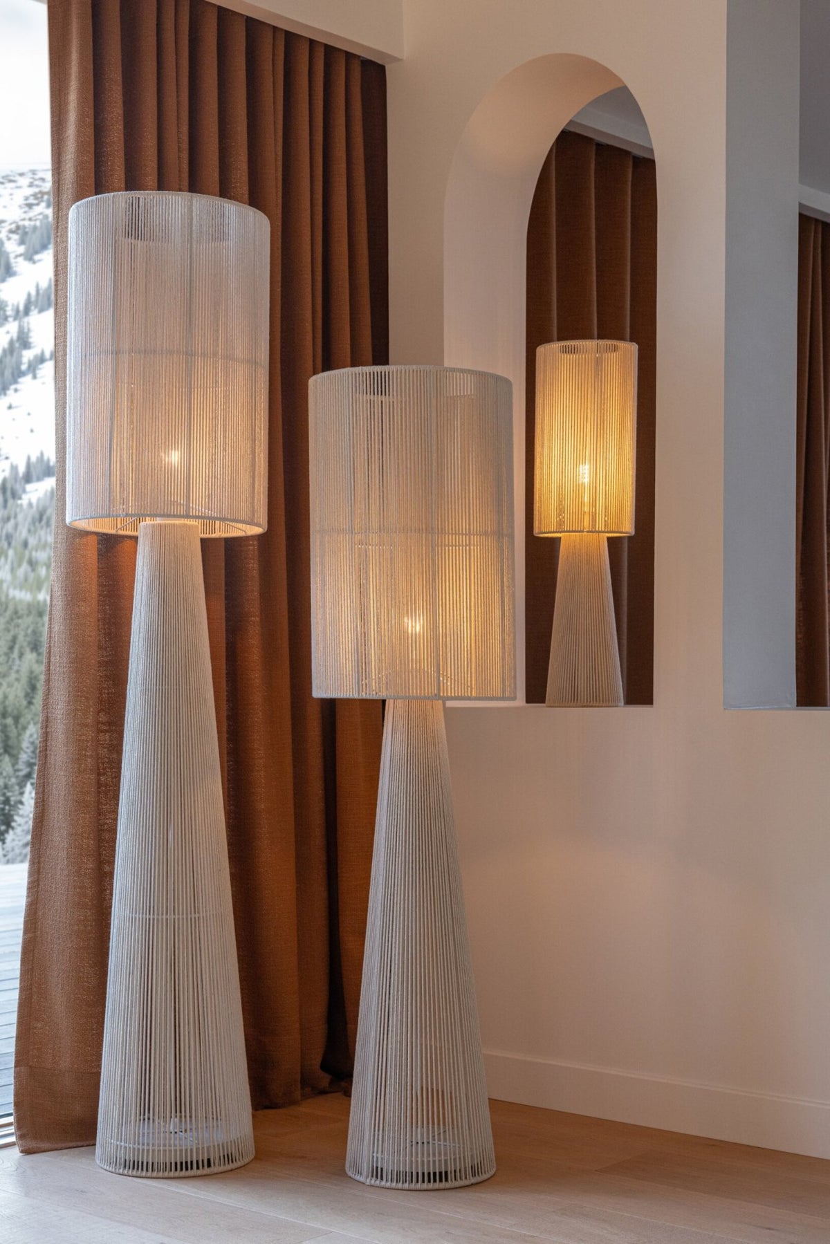 Vloerlamp Rope Cloth Greige Medium – 140 cm