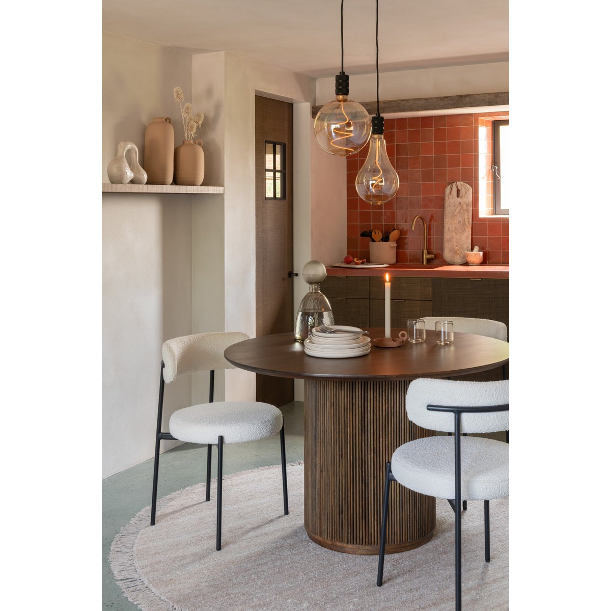J-Line Vaas Fles+Dop Yara Glas Greige Medium