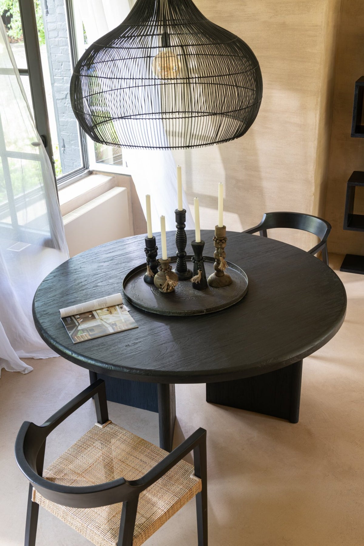 Ronde Eettafel Teakhout Zwart – Ø150 cm