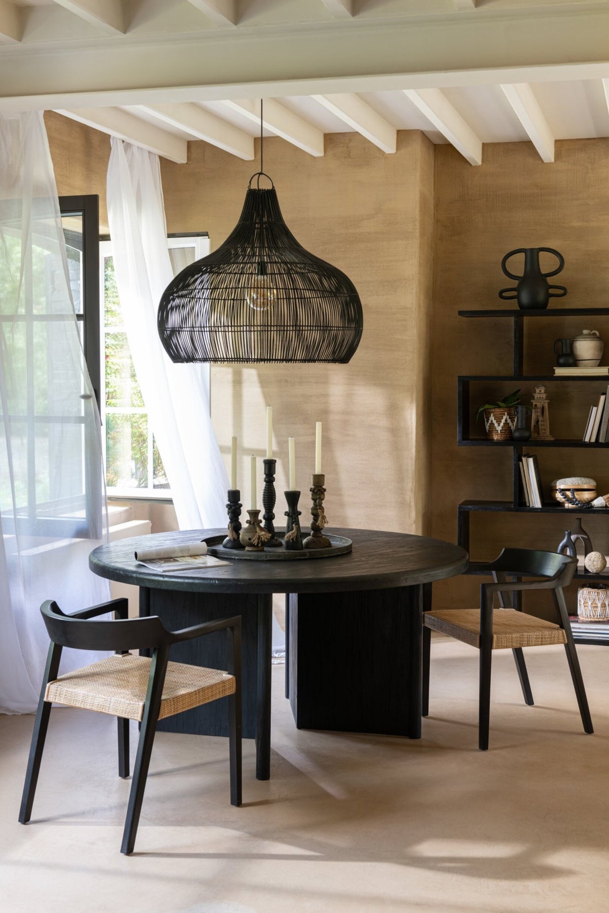 Ronde Eettafel Teakhout Zwart – Ø150 cm
