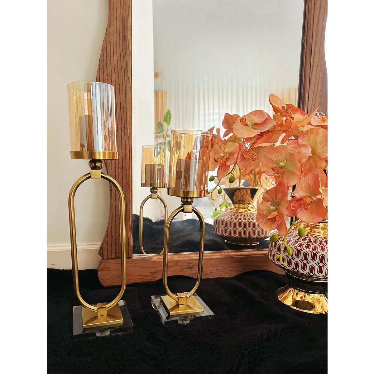 KANDELAAR | GLAS | GOUD | Groot L