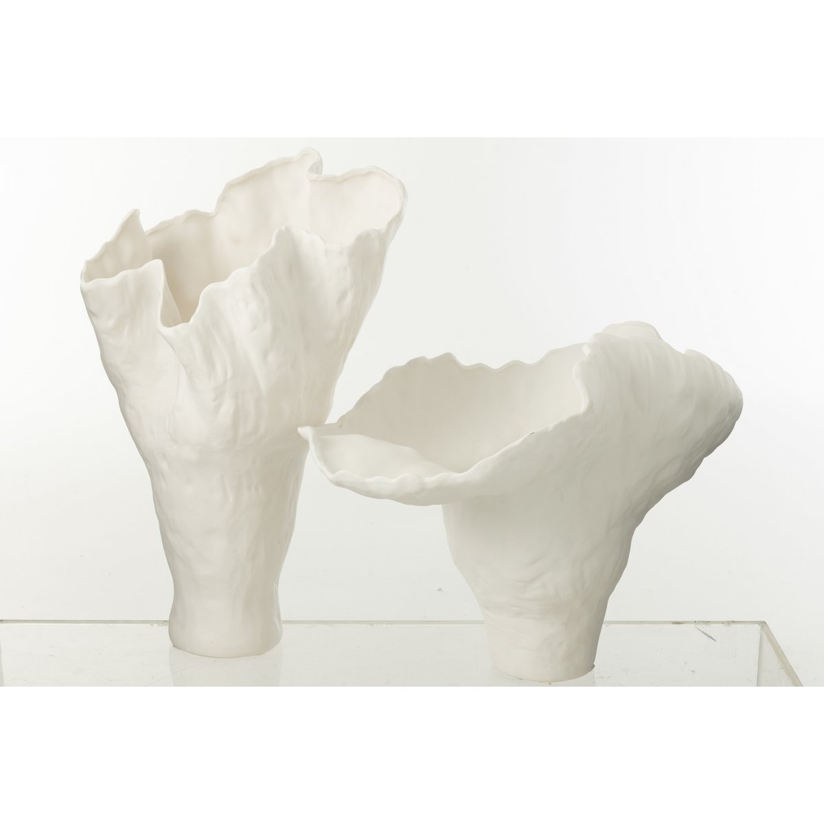 J-Line Vaas Corolla Breed Keramiek Wit