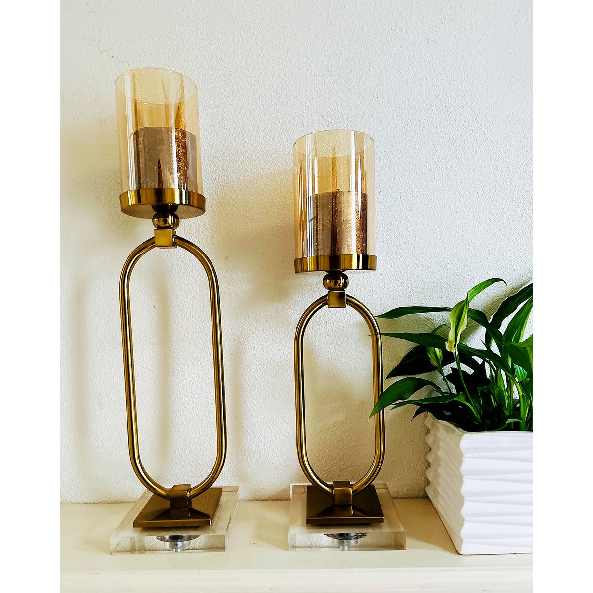 KANDELAAR | GLAS | GOUD | Groot L