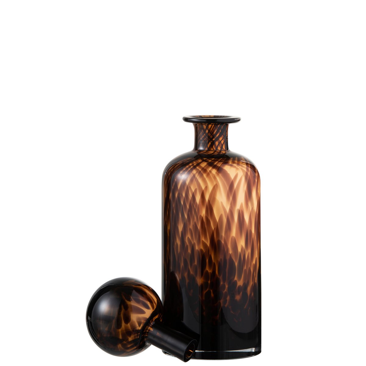J-Line Fles+Stop Spikkel Decoratief Glas Bruin/Zwart Medium