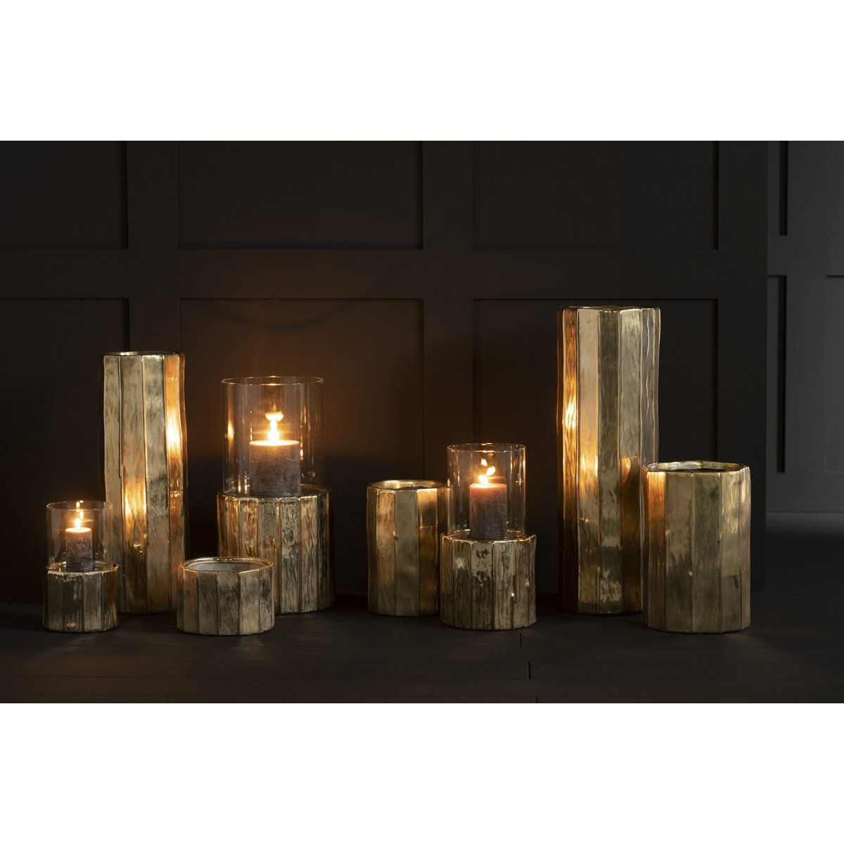 J-Line kaarshouder - theelichthouder - goud - medium