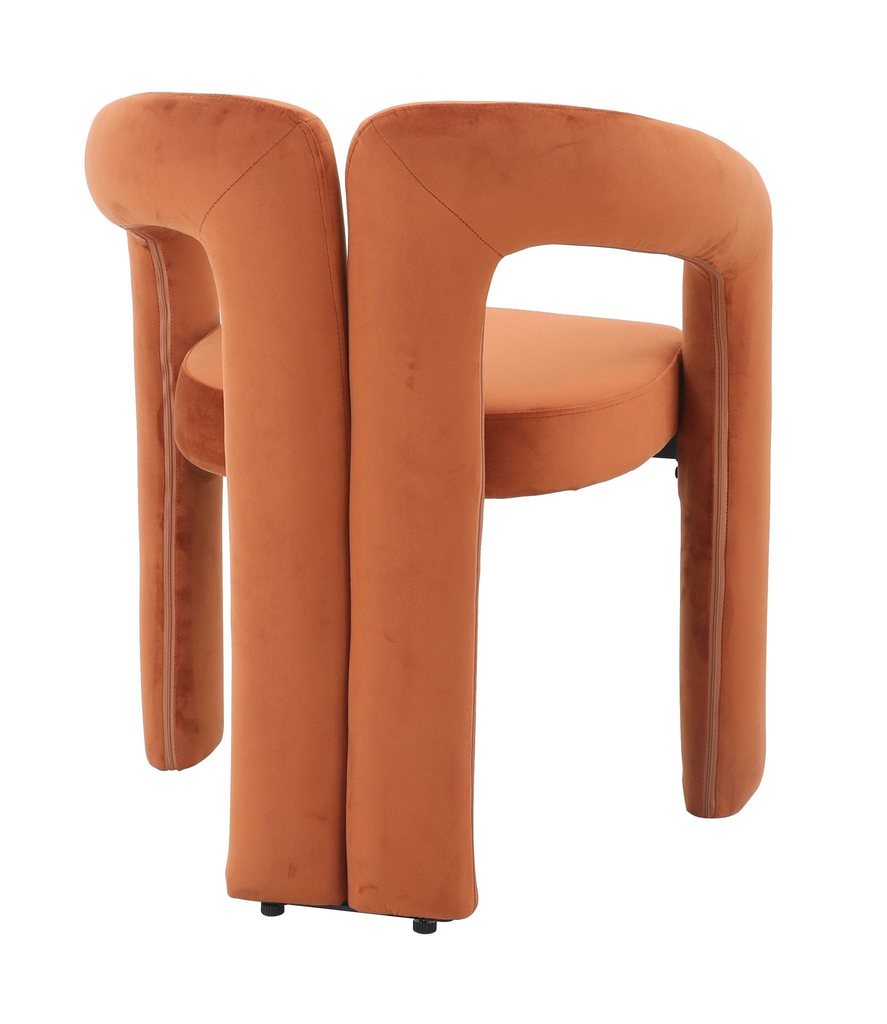 Oranje eetkamerstoel met armleuning Niru - Terracotta velvet eetkamerstoel