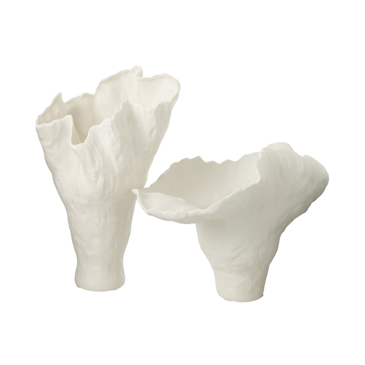 J-Line Vaas Corolla Breed Keramiek Wit