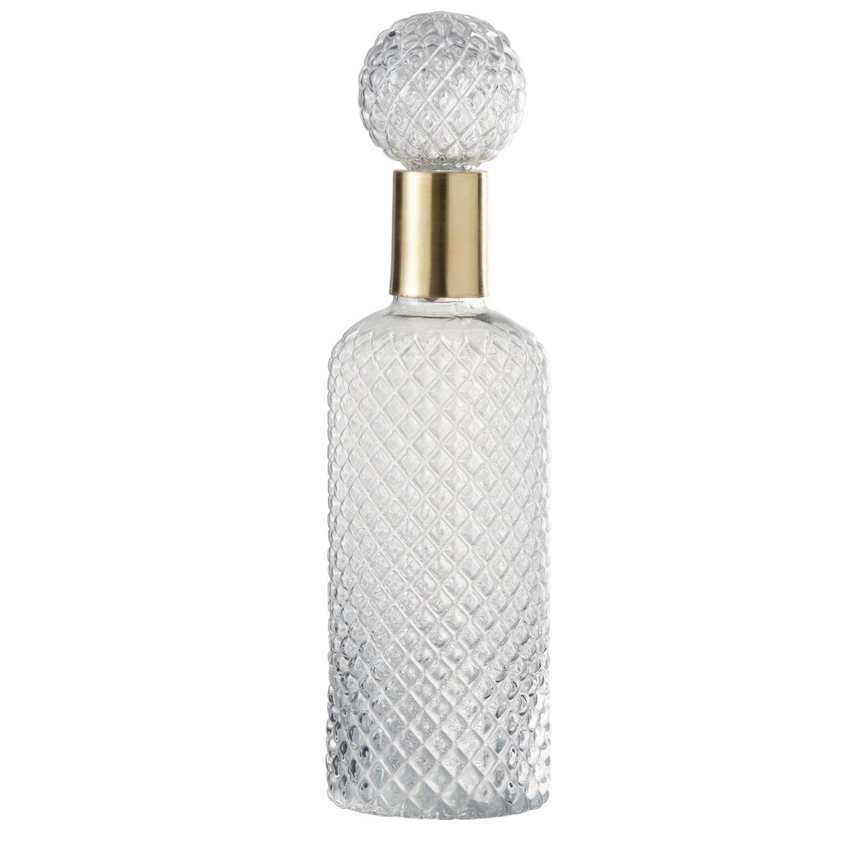 J-Line decoratie fles + stop Relief - glas - transparant - large