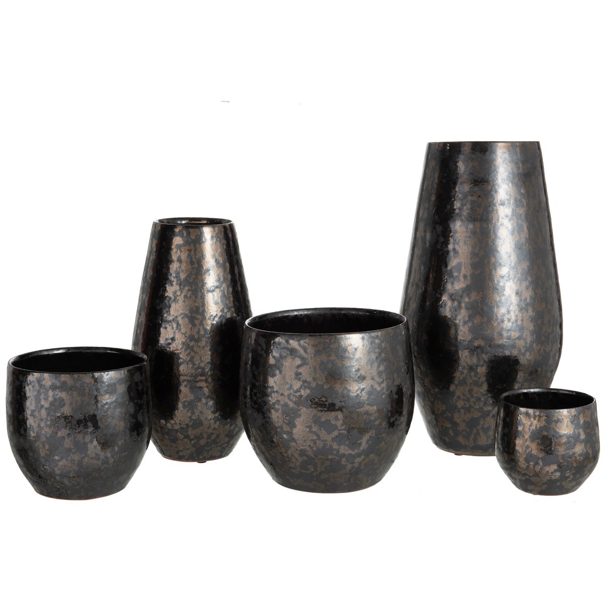 J-Line vaas Antique Smokey - keramiek  zwart - large
