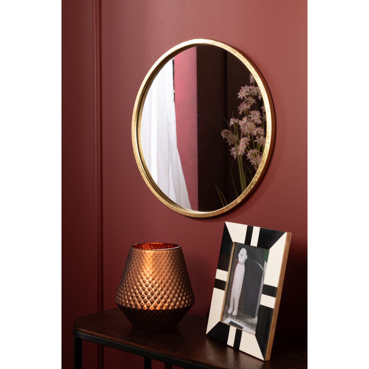 J-Line spiegel Mona Rond - ijzer/glas - goud - small