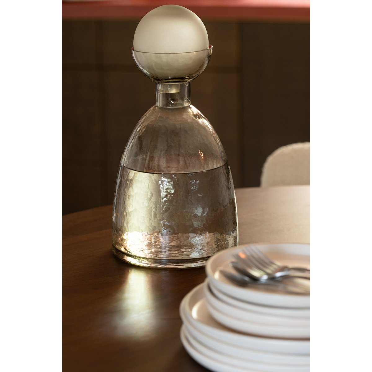 J-Line Vaas Fles+Dop Yara Glas Greige Small