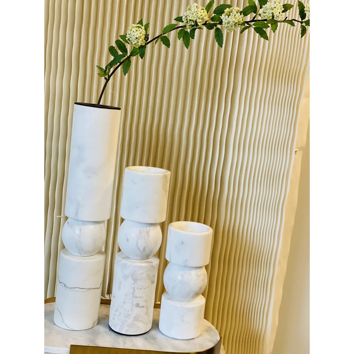 KANDELAAR | MARBLE | WHITE S H19.5cm*W8cm D 8cm