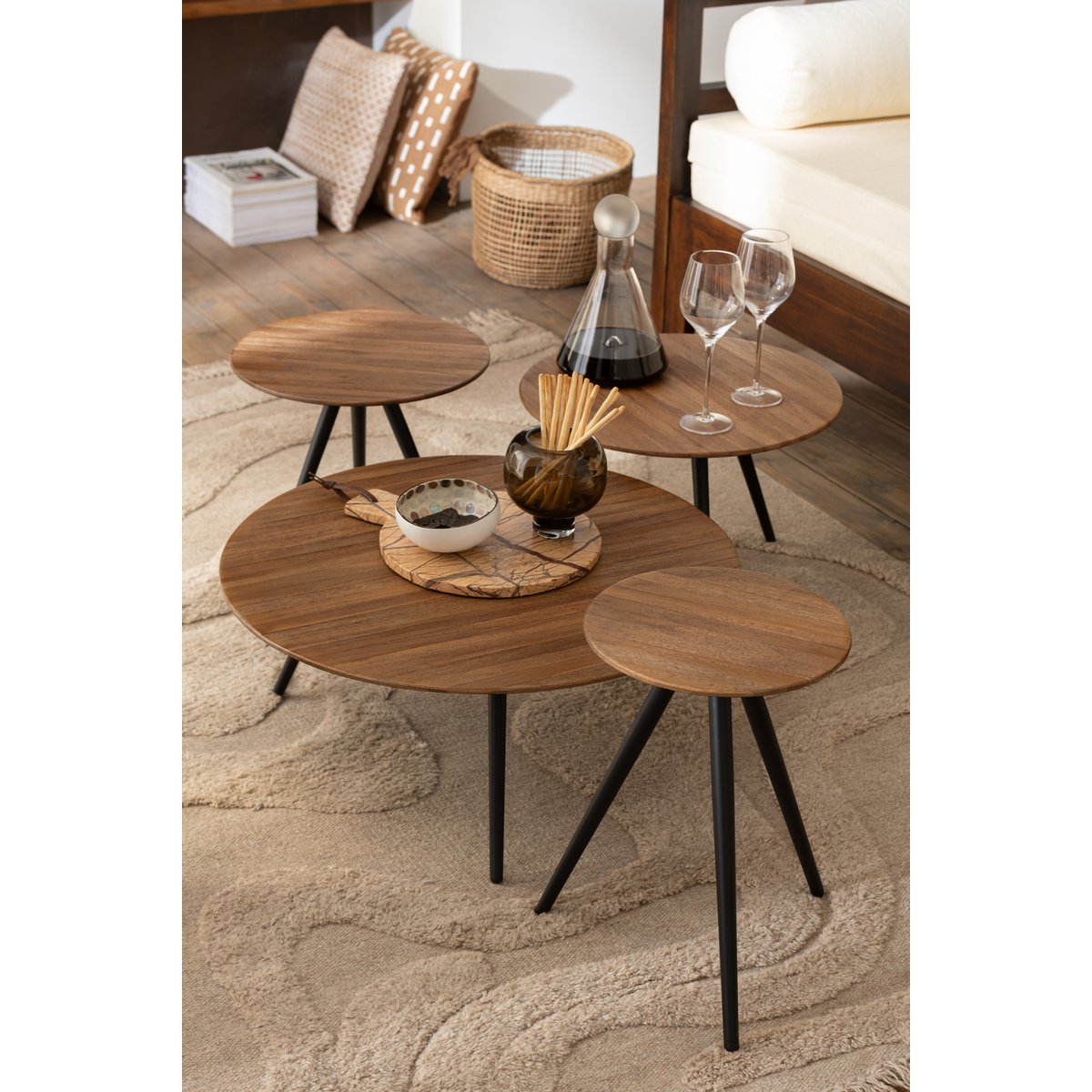 Tapijt Getufd Curves/Franjes Wol Beige