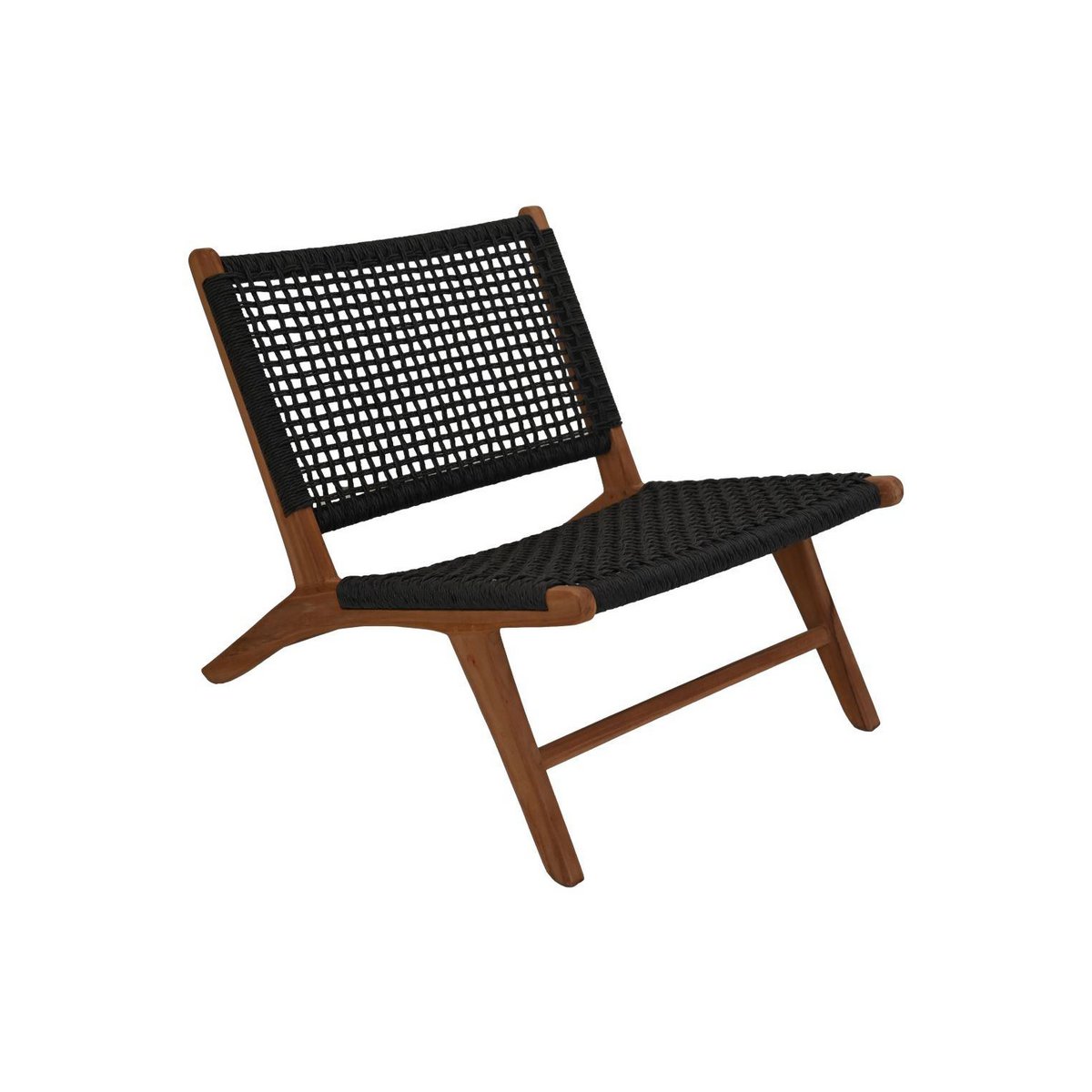 HSM Collection-Tuin Loungestoel Rio KD-66x80x65-Zwart/Naturel-Teak/Bananenblad