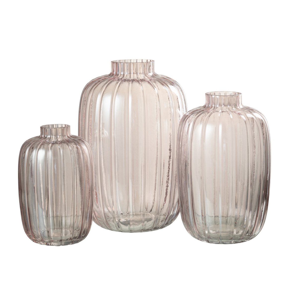 J-Line Vaas Strepen - glas - roze - large