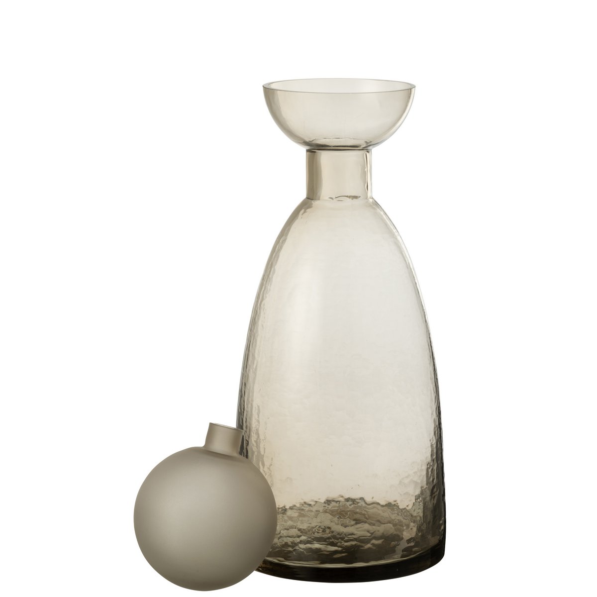J-Line Vaas Fles+Dop Yara Glas Greige Large