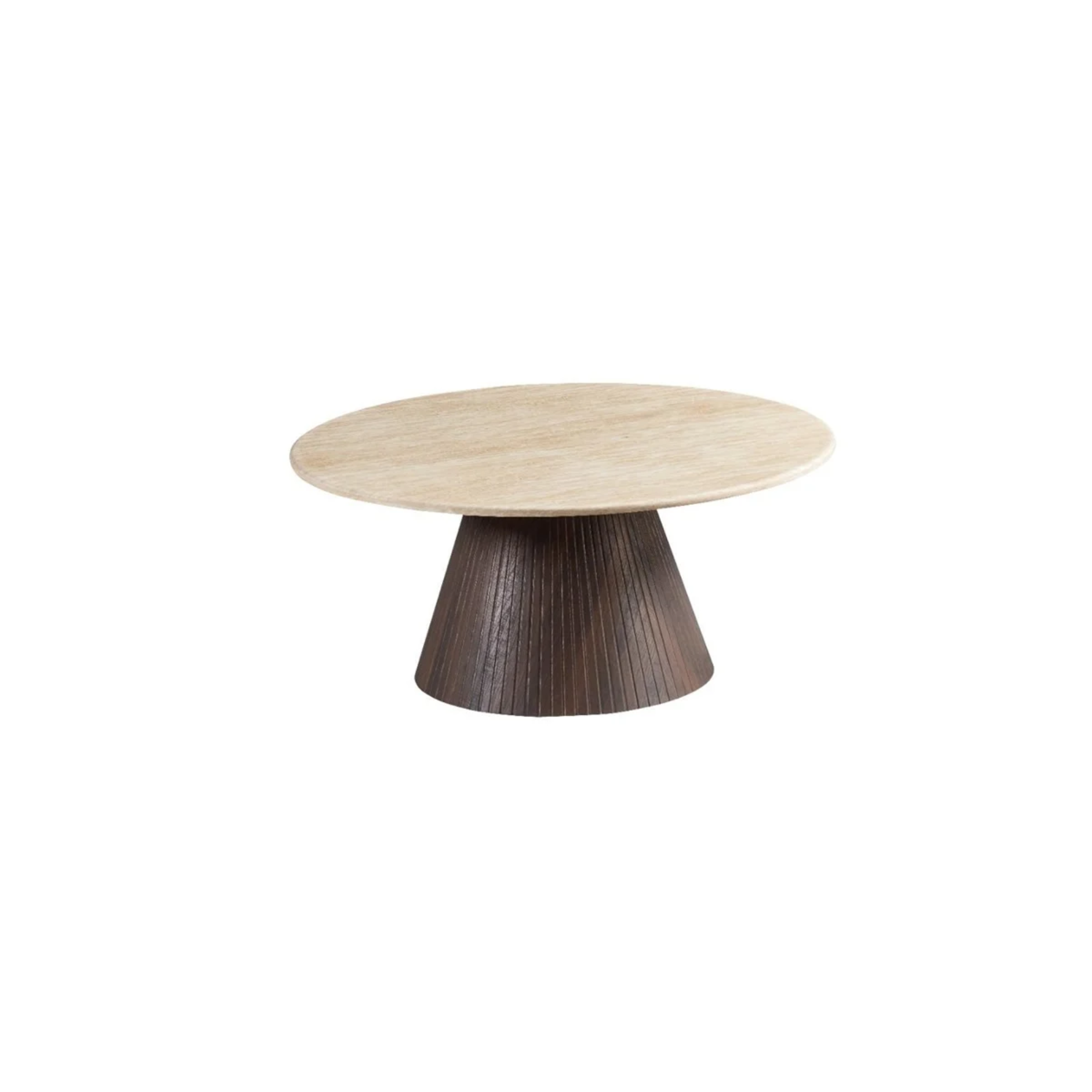 Bijzettafel Kimberly – Rond Bruin met Flintstone Kunstmarmeren Blad (Ø110 cm)