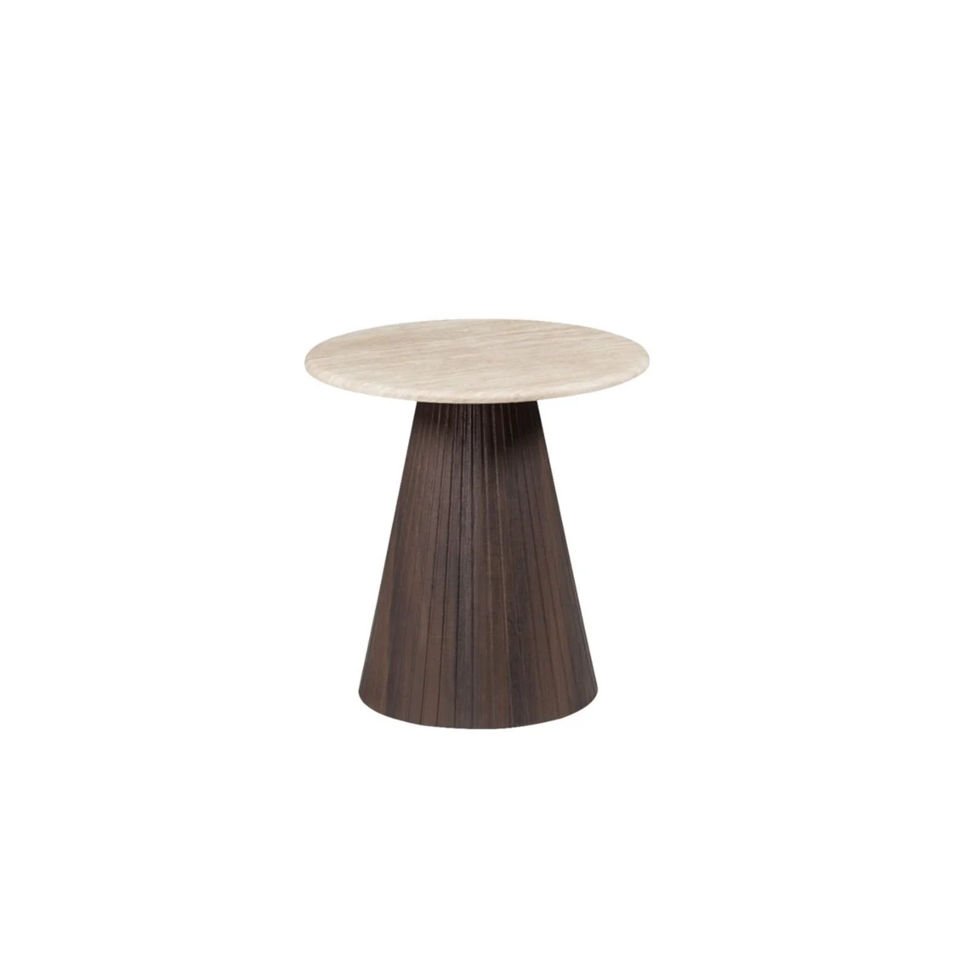 Bijzettafel Kimberly – Rond Bruin met Flintstone Kunstmarmeren Blad (Ø55 cm)