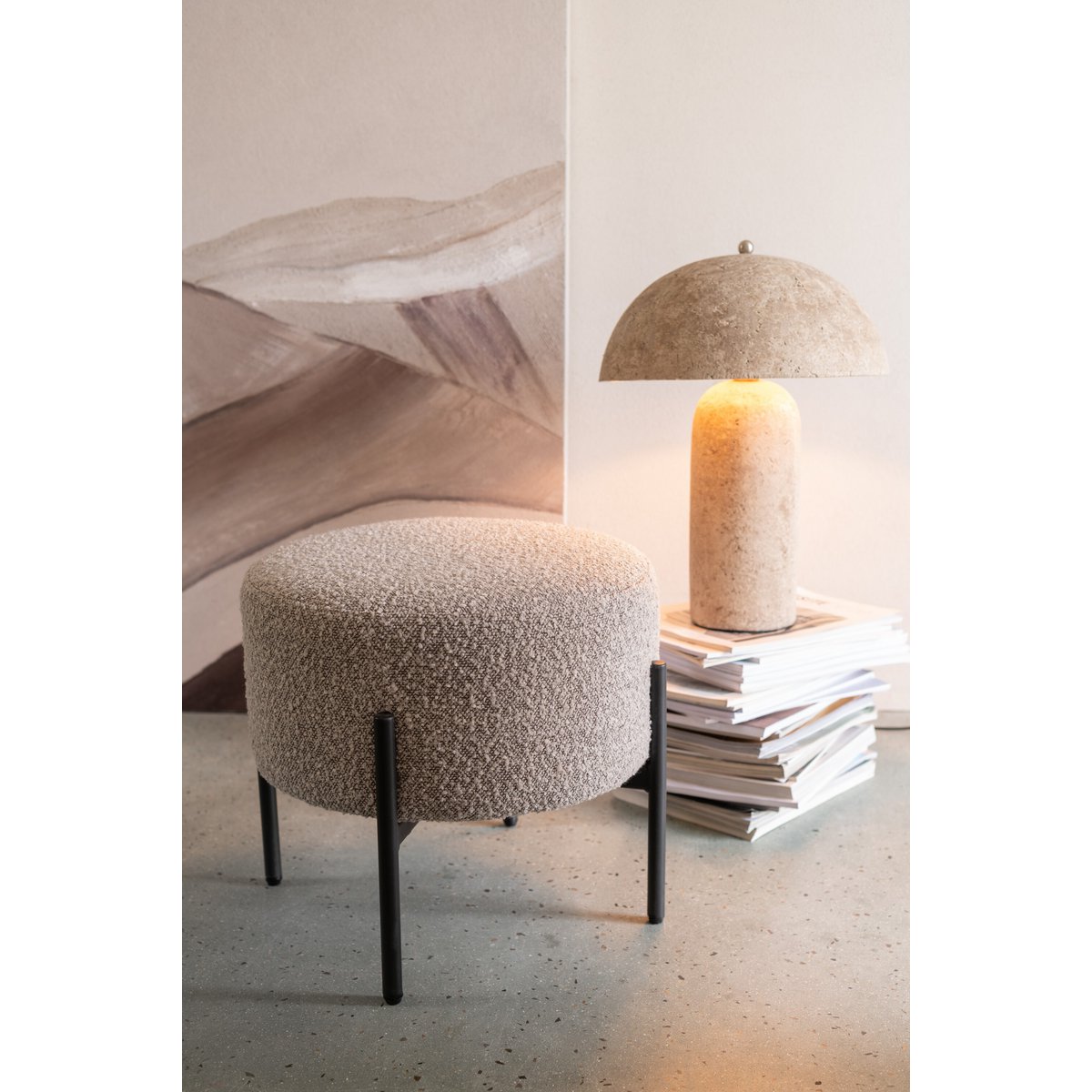 J-Line Tafellamp Paddenstoel Papier Mache Beige
