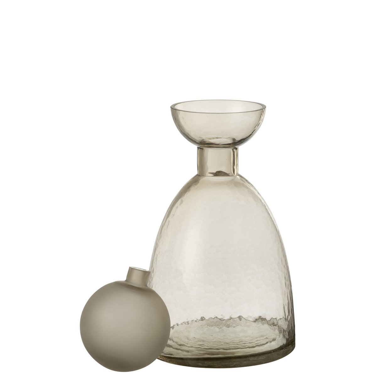 J-Line Vaas Fles+Dop Yara Glas Greige Medium
