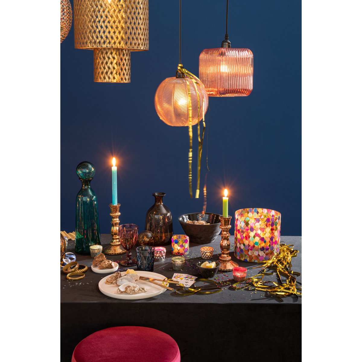 J-Line decoratie Fles + Stop Effen Laag - glas - bruin - small