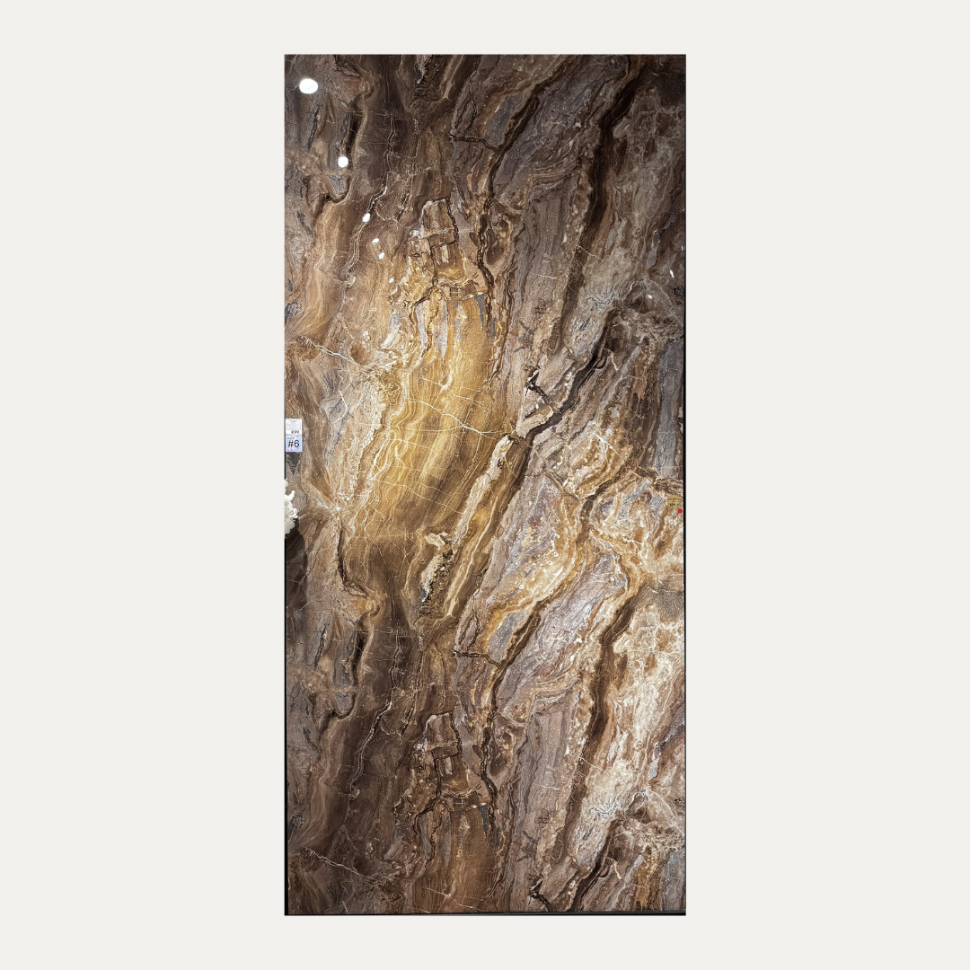 SPC Wandpaneel Milos Bruin Marmerlook Hoogglans - 120x280x0,3 cm