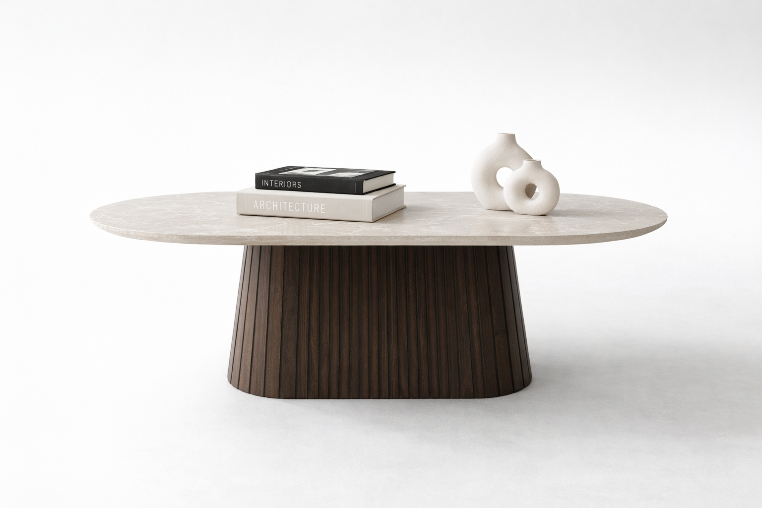 Luxe Ovale Salontafel 120×60×45 cm – Marmerlook | Design Coffee Table