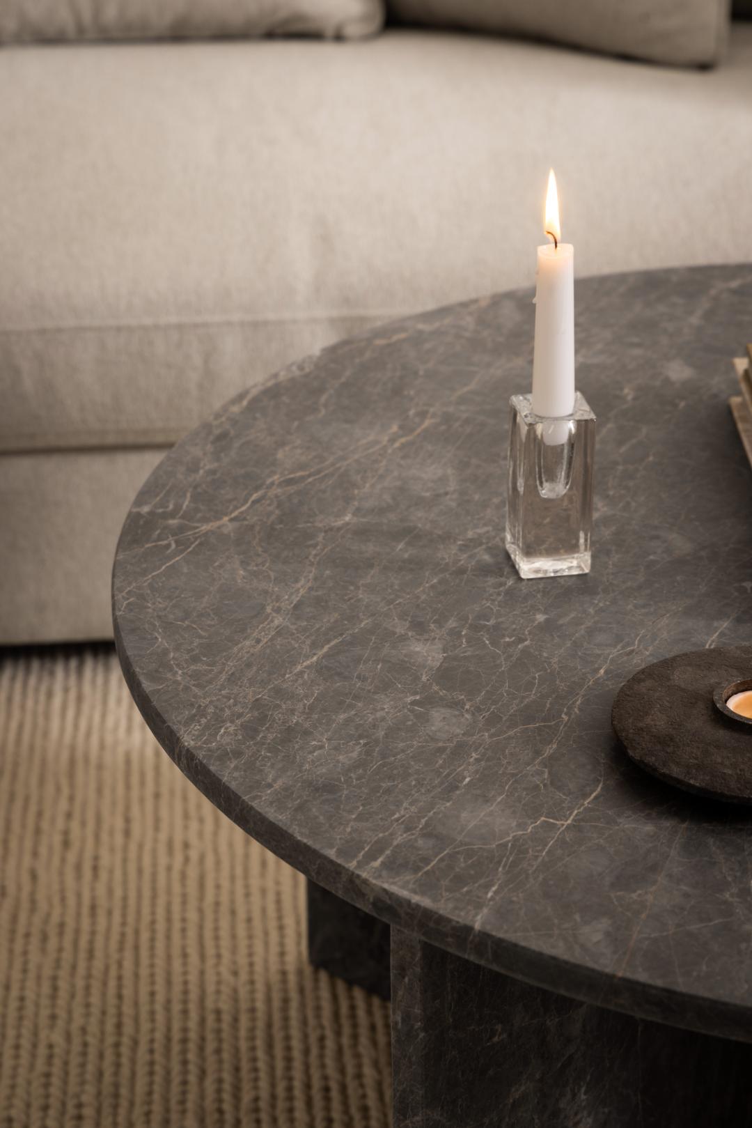 Ronde Salontafel Shaunika Marmer, 90cm – Bruin