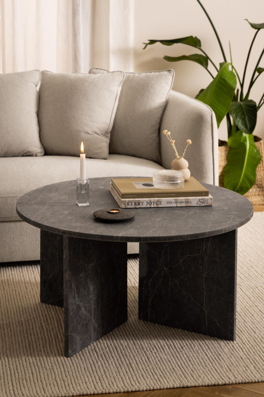 Ronde Salontafel Shaunika Marmer, 90cm – Bruin