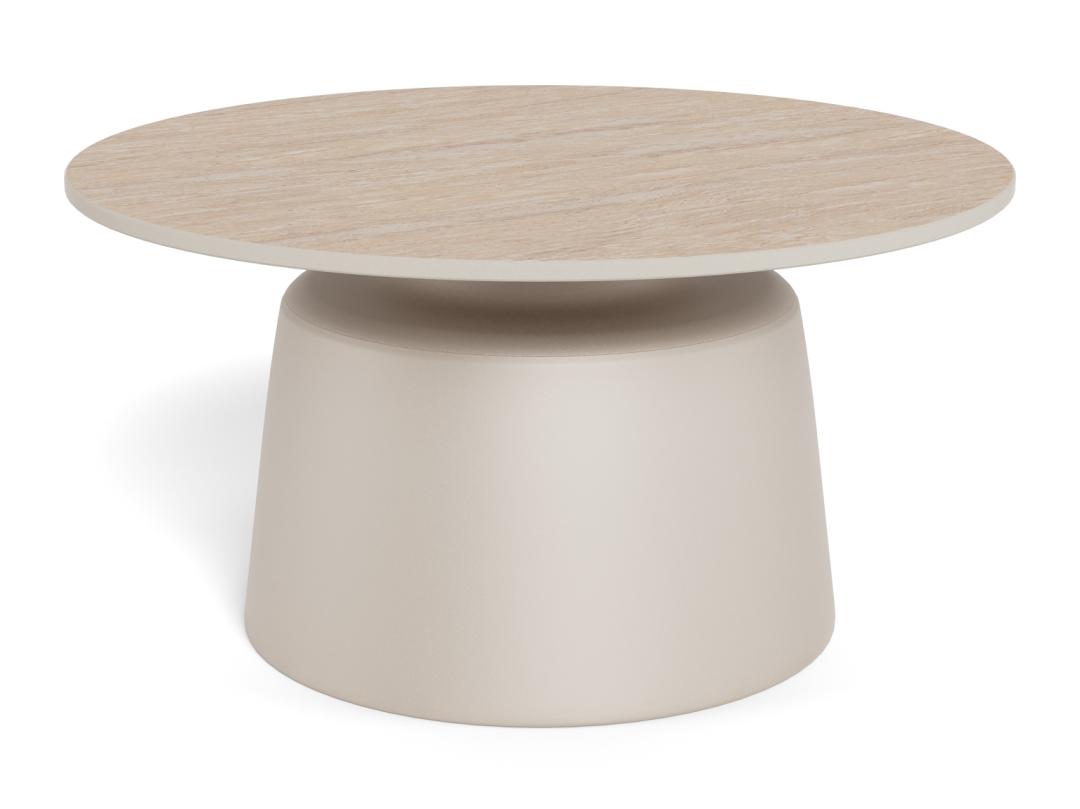Ronde Salontafel Waleed Keramiek in travertinlook, 70cm, kleur Beige