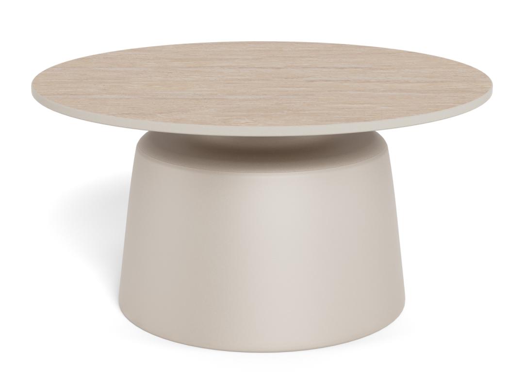Ronde Salontafel Waleed Keramiek in travertinlook, 70cm, kleur Beige
