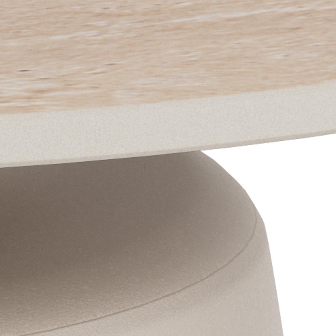 Ronde Salontafel Waleed Keramiek in travertinlook, 70cm, kleur Beige