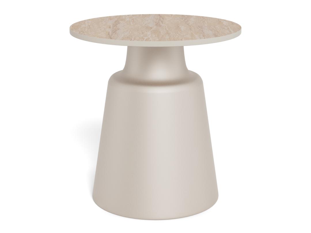 Ronde Bijzettafel Waleed Keramiek in travertinlook, 45cm, kleur Beige