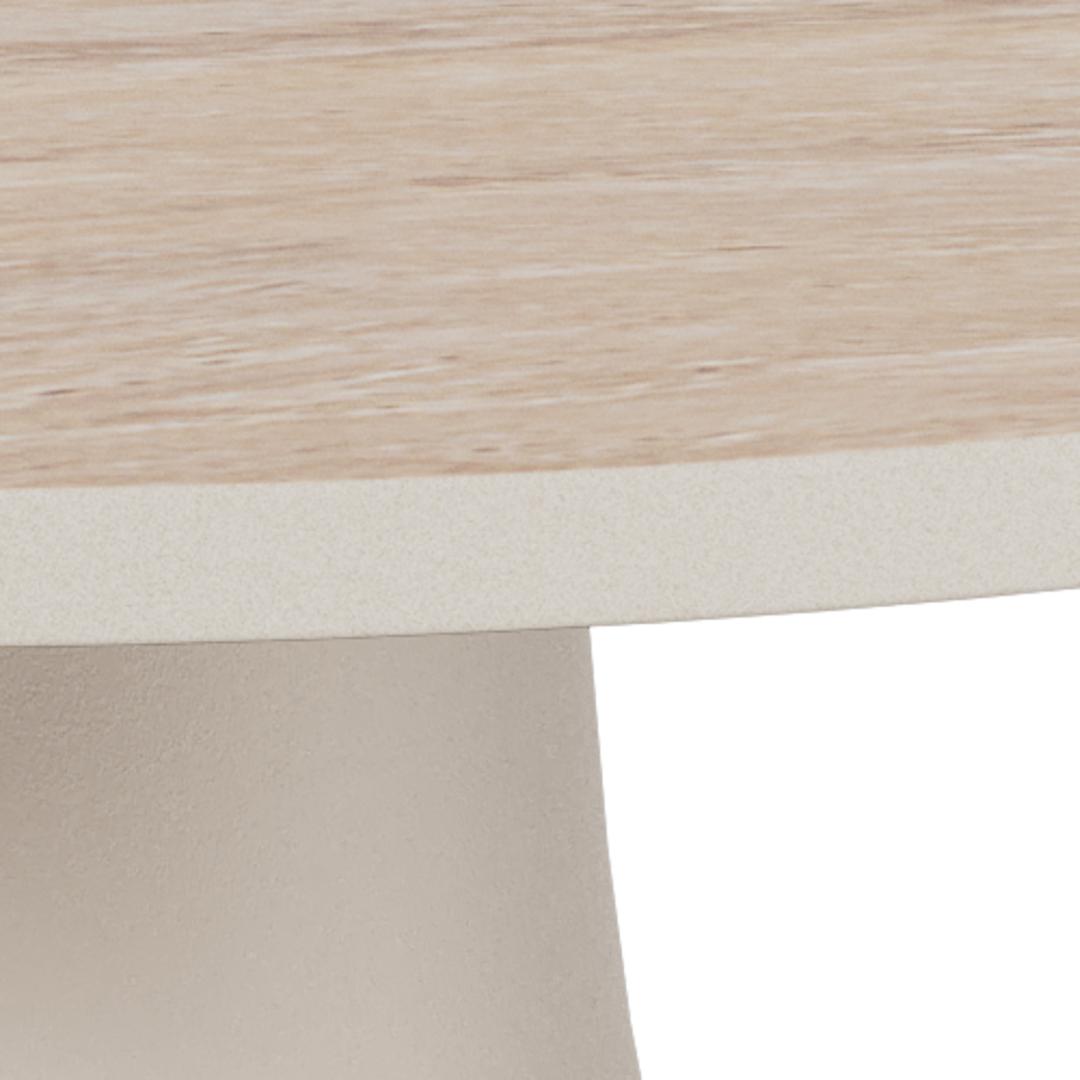 Ronde Bijzettafel Waleed Keramiek in travertinlook, 45cm, kleur Beige