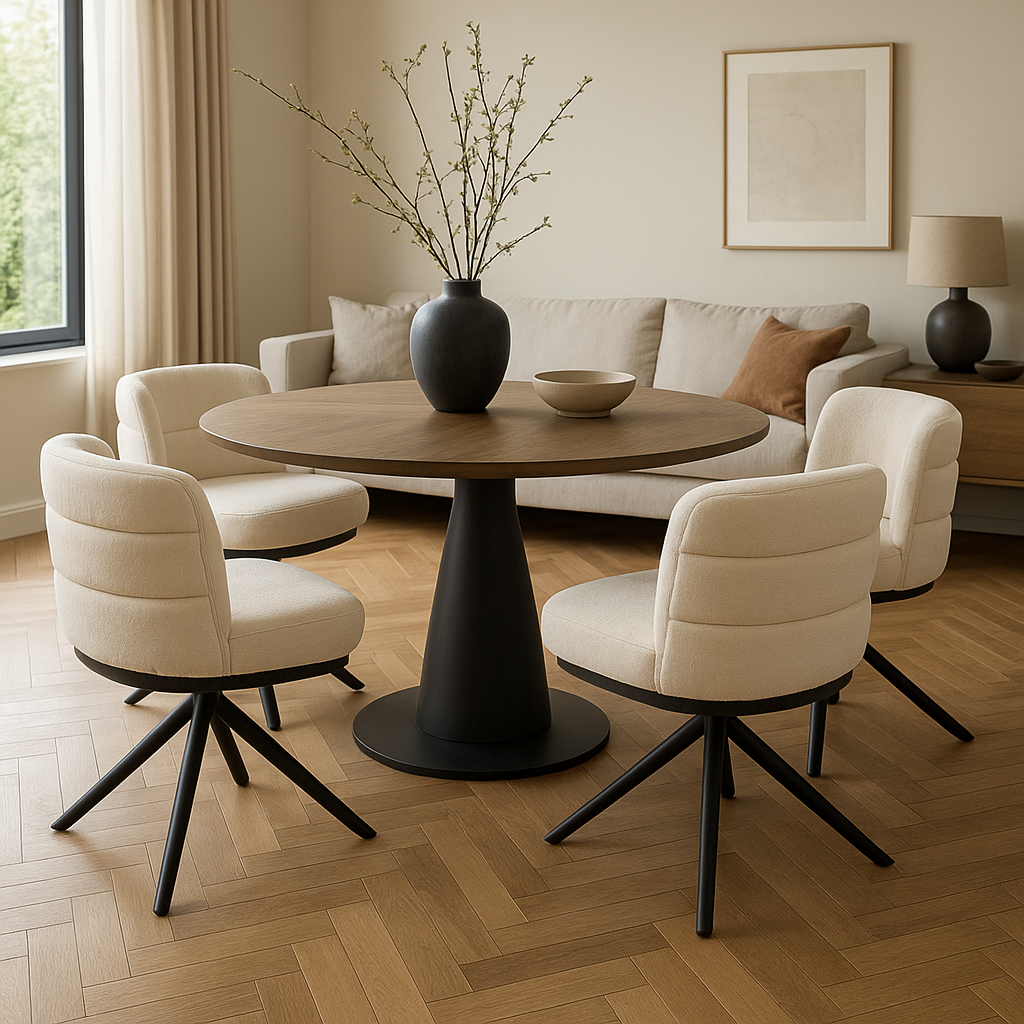 CORFU Eetkamerstoel – ZB-5692 – Witte bekleding & Zwarte poten