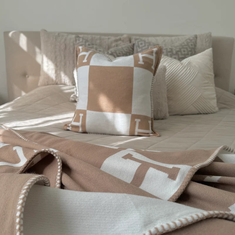 Luxe Hermes Style Kussen 45x45cm – Licht bruin | Beige