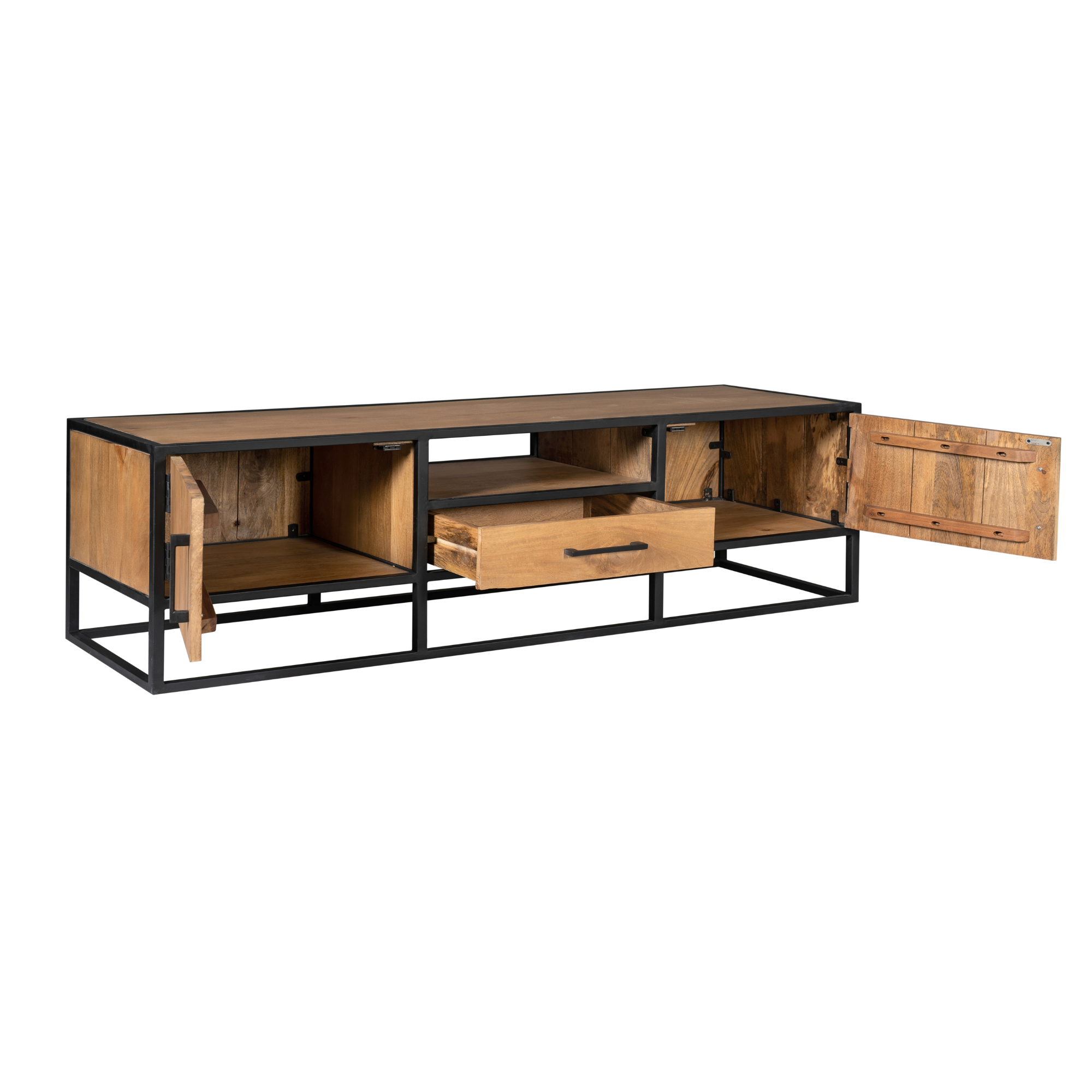 Tv meubel Denver | Mangohout en staal | 180 cm