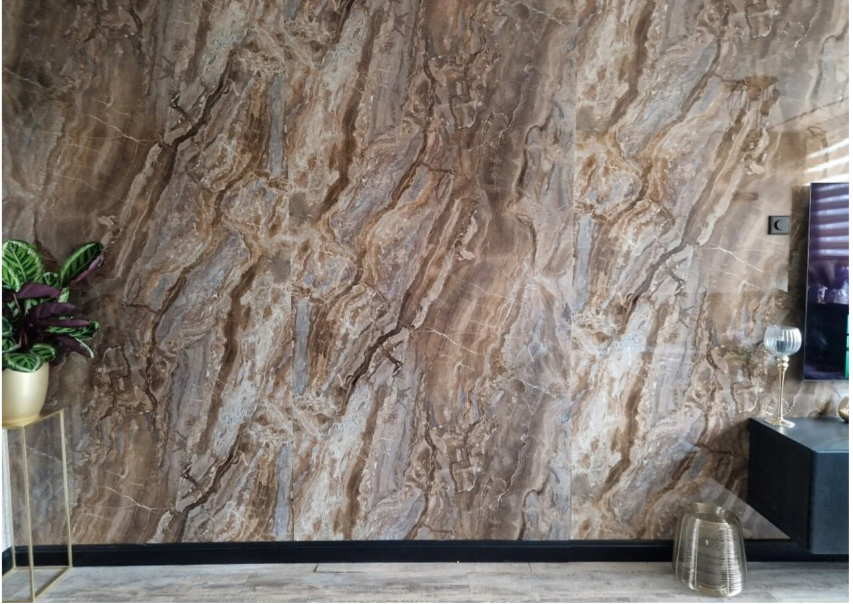 SPC Wandpaneel Milos Bruin Marmerlook Hoogglans - 120x280x0,3 cm