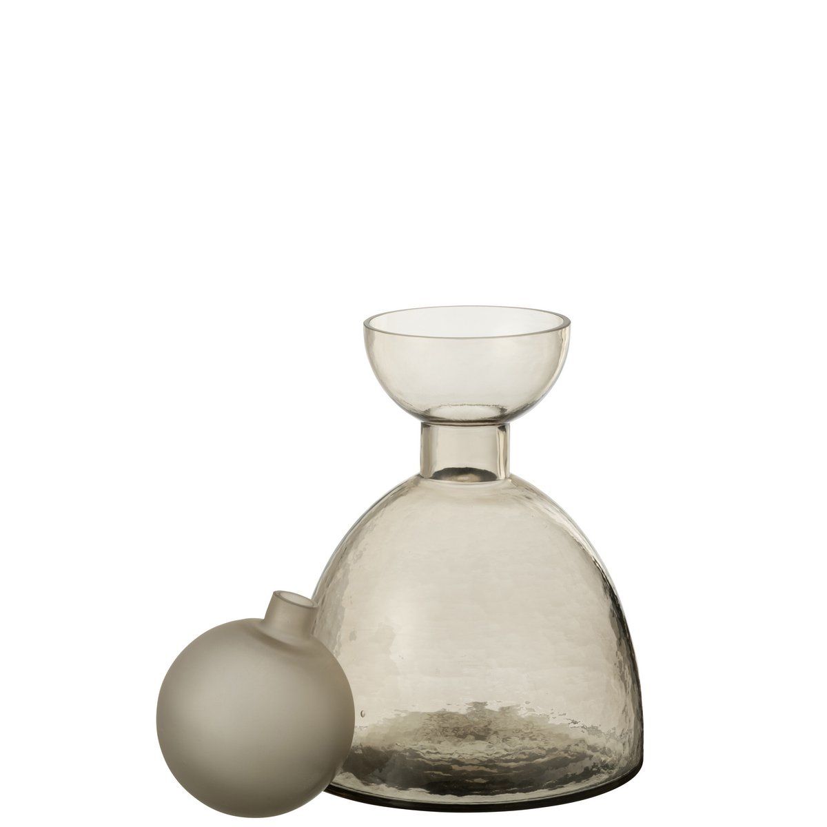 J-Line Vaas Fles+Dop Yara Glas Greige Small