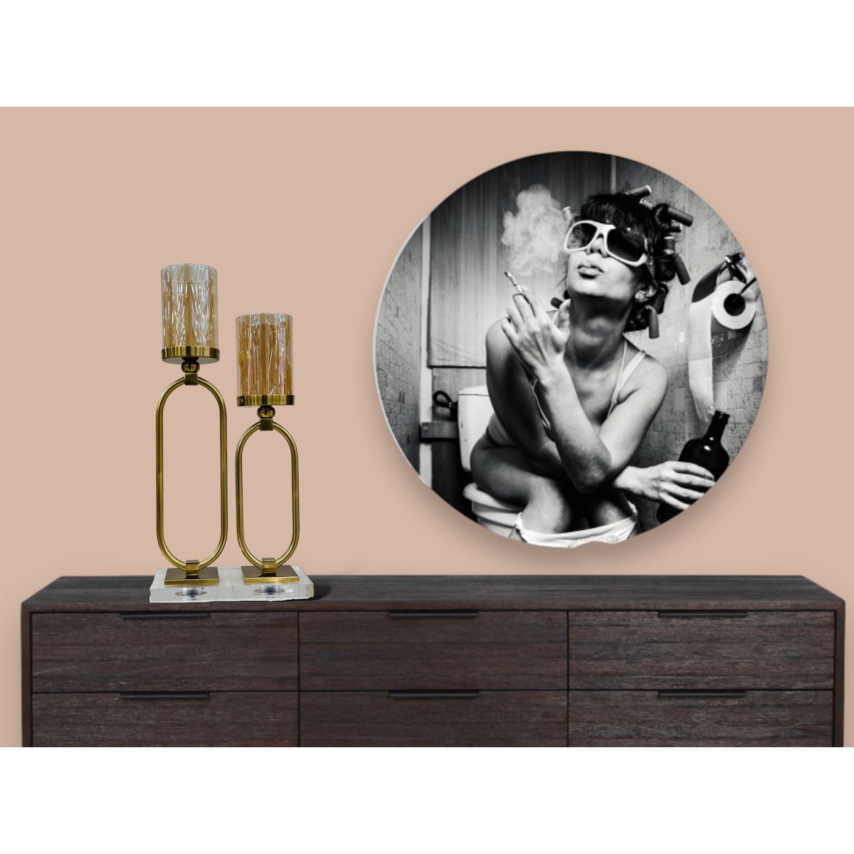 KANDELAAR | GLAS | GOUD | Groot L