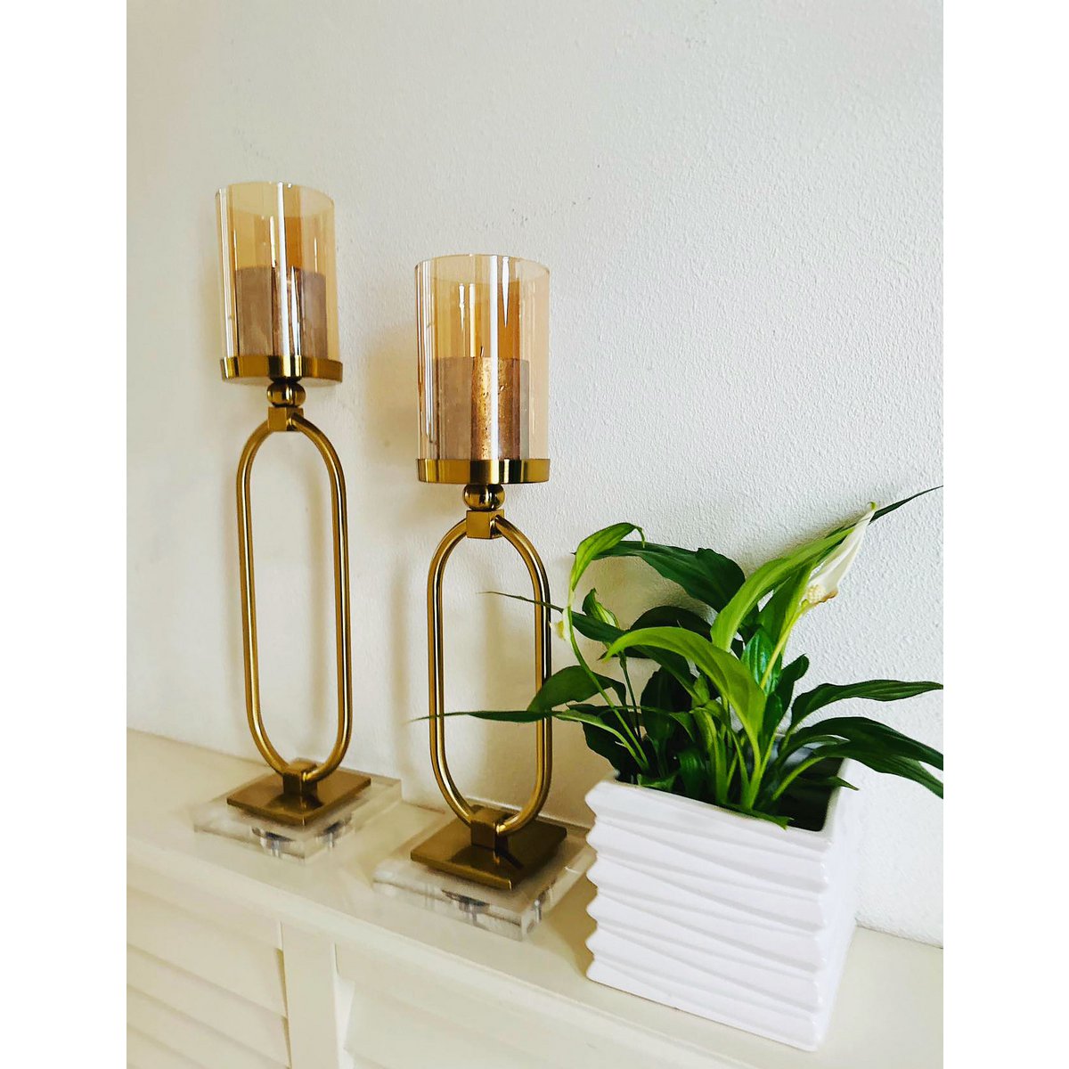 KANDELAAR | GLAS | GOUD | Groot L